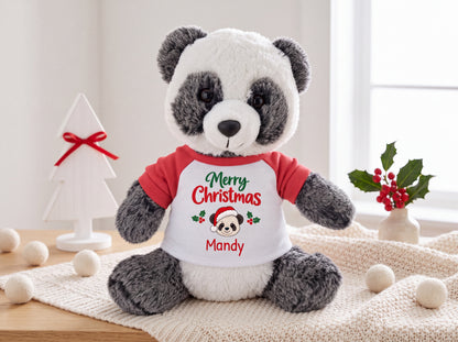 Personalized Christmas Stuffed Panda - 11 Inch Plush Ping Panda