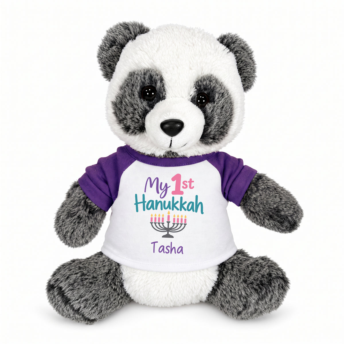 Personalized Hanukkah Stuffed Panda - 11 Inch Plush Ping Panda