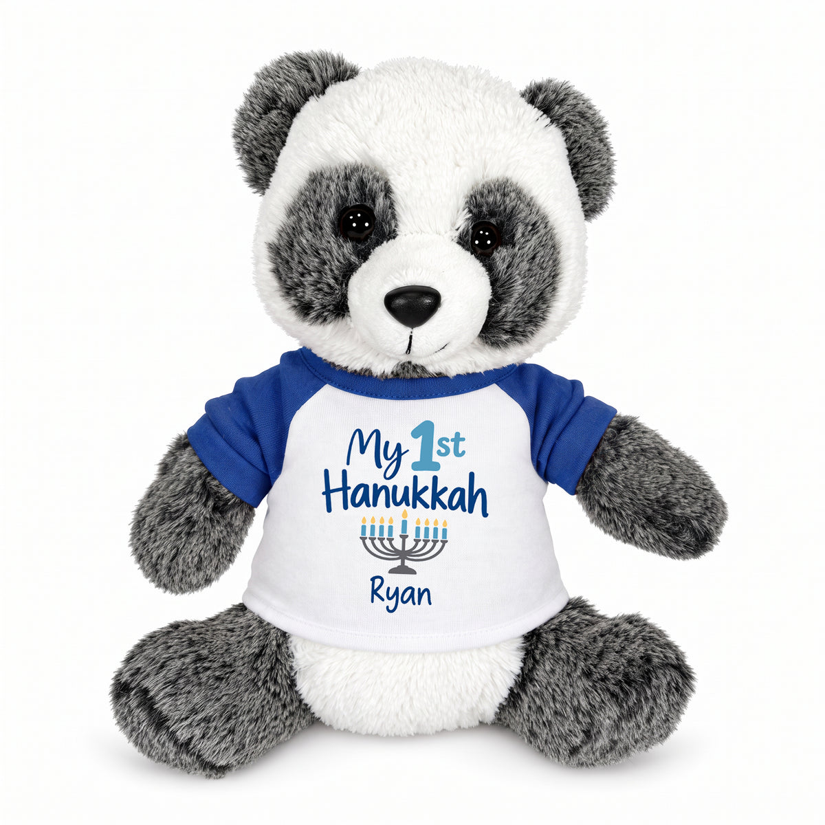 Personalized Hanukkah Stuffed Panda - 11 Inch Plush Ping Panda