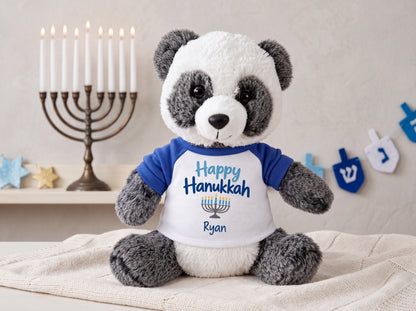 Personalized Hanukkah Stuffed Panda - 11 Inch Plush Ping Panda