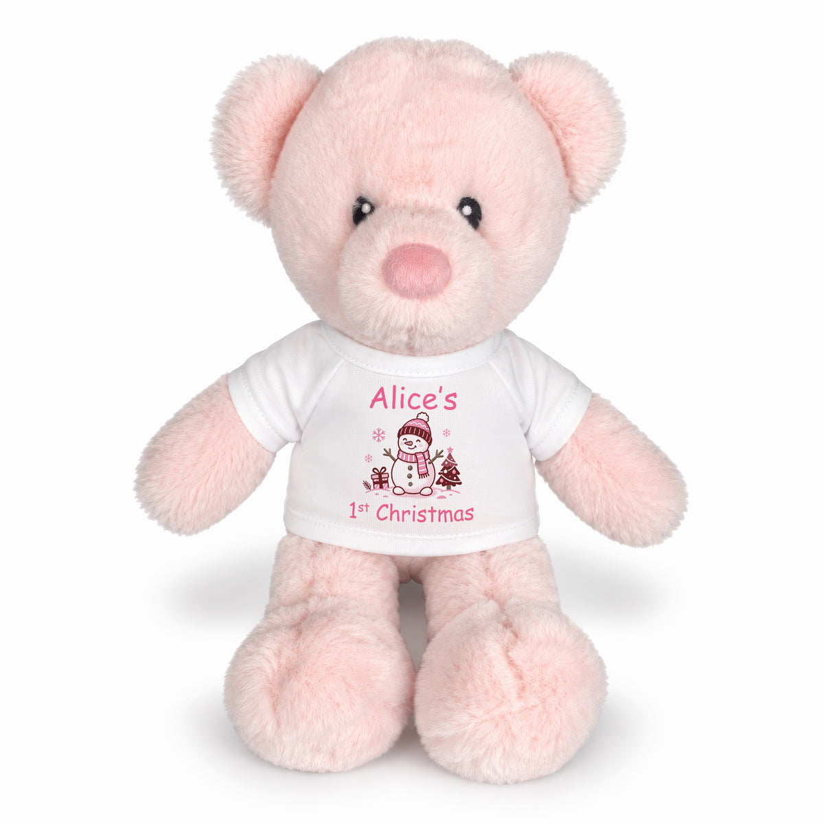 Personalized Christmas Teddy Bear - 11 Inch Pink Baby Kori Bear