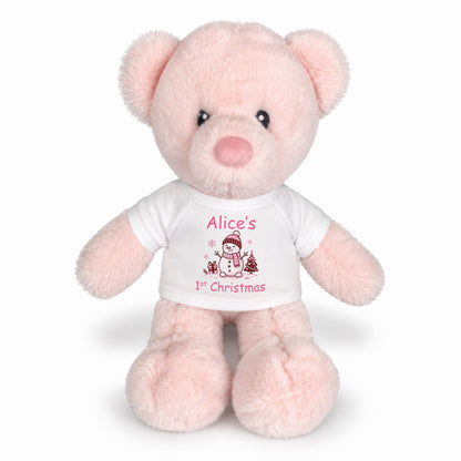 Personalized Christmas Teddy Bear - 11 Inch Pink Baby Kori Bear