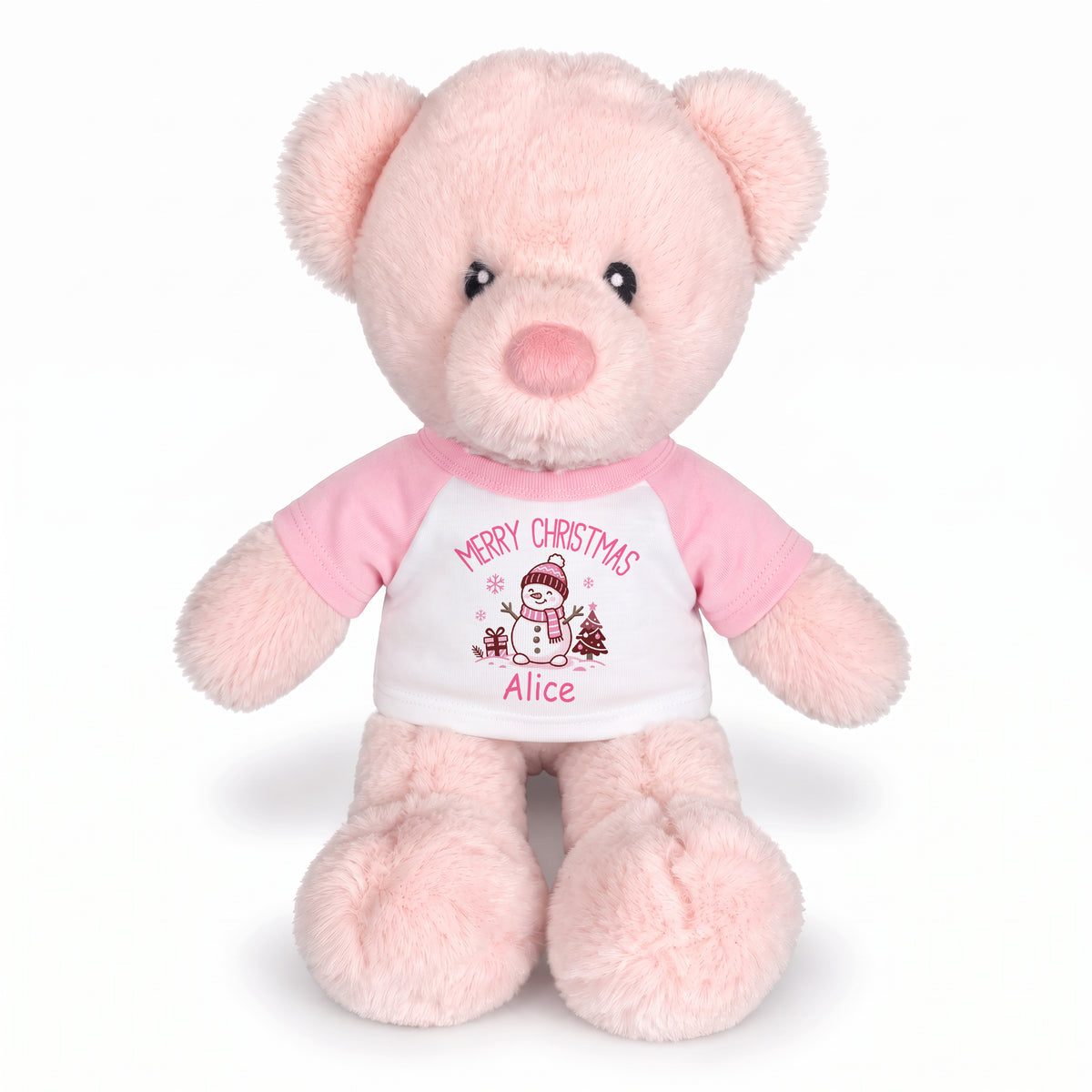 Personalized Christmas Teddy Bear - 11 Inch Pink Baby Kori Bear