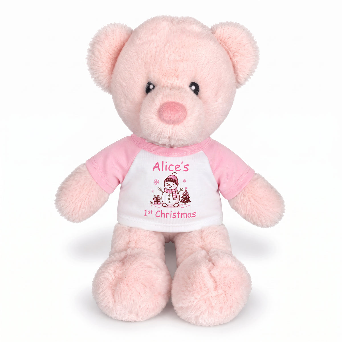 Personalized Christmas Teddy Bear - 11 Inch Pink Baby Kori Bear
