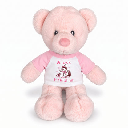 Personalized Christmas Teddy Bear - 11 Inch Pink Baby Kori Bear
