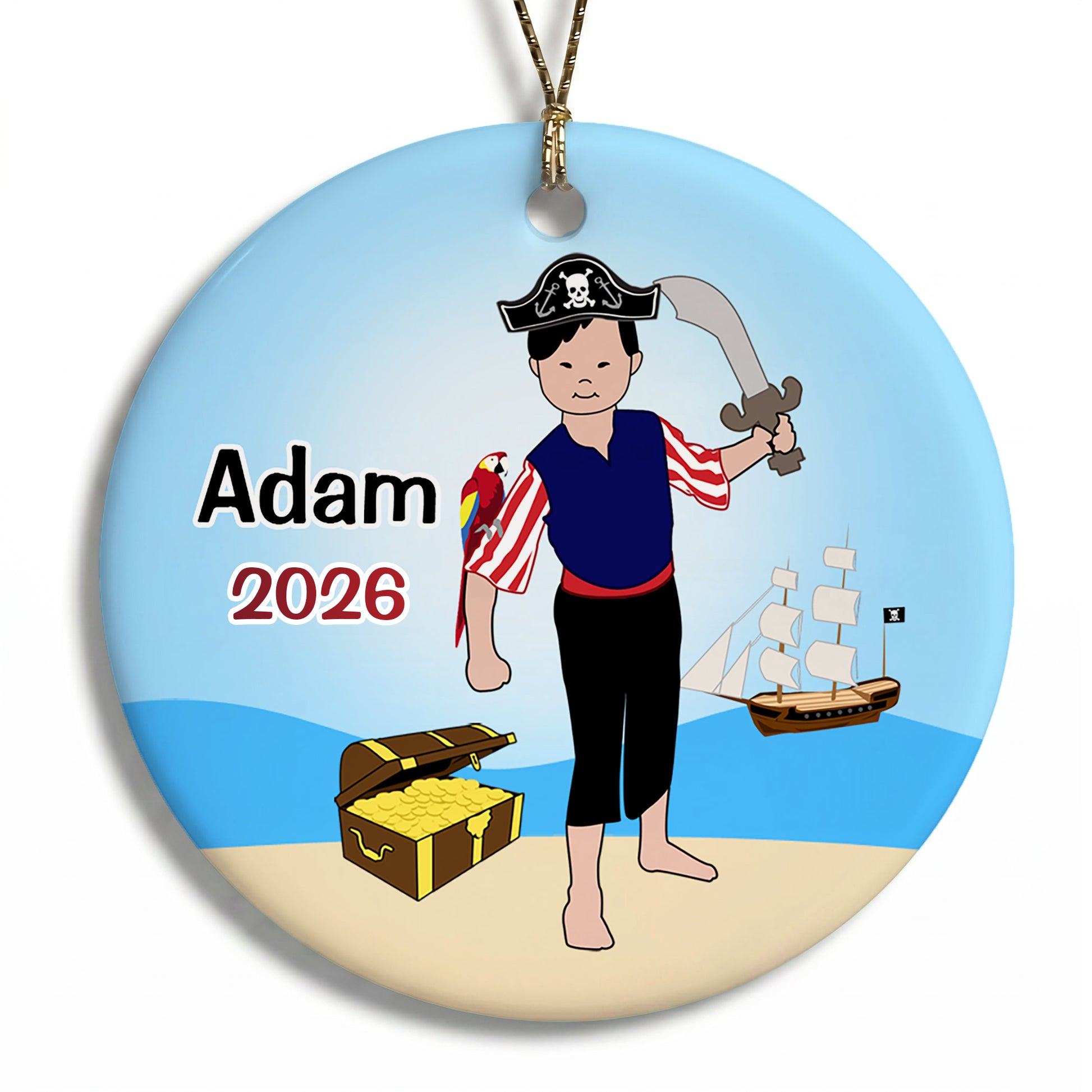 Pirate Personalized Christmas Ornament - Asian