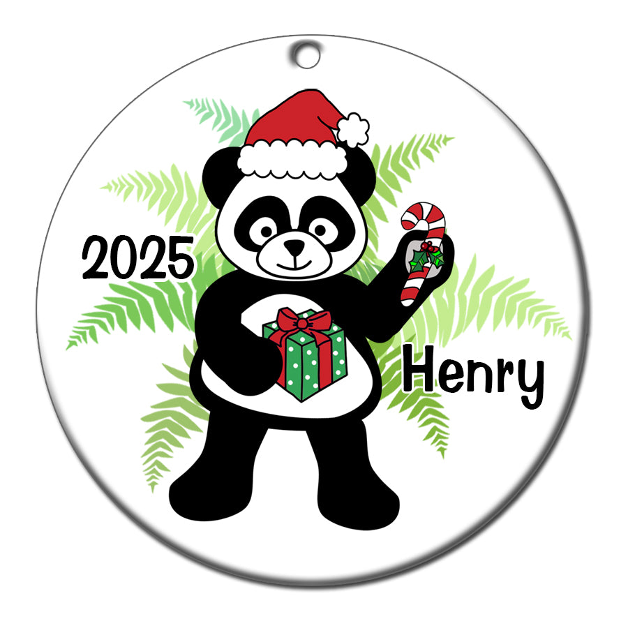 Santa Panda Personalized Christmas Ornament