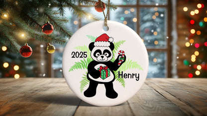 Santa Panda Personalized Christmas Ornament
