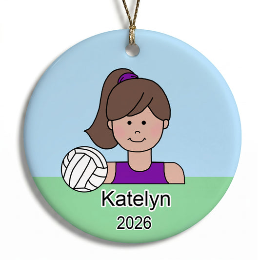 Volleyball Kid Personalized Christmas Ornament - Girl