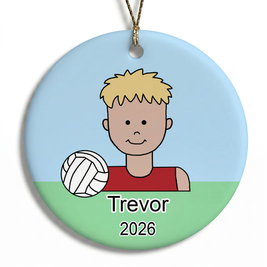 Volleyball Kid Personalized Christmas Ornament - Boy