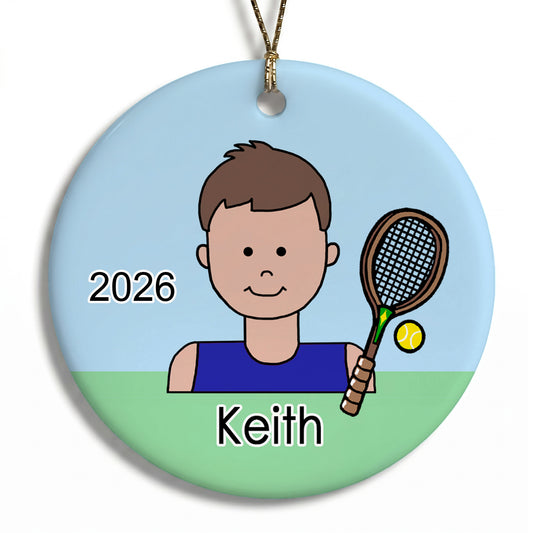Tennis Kid Personalized Christmas Ornament - Boy