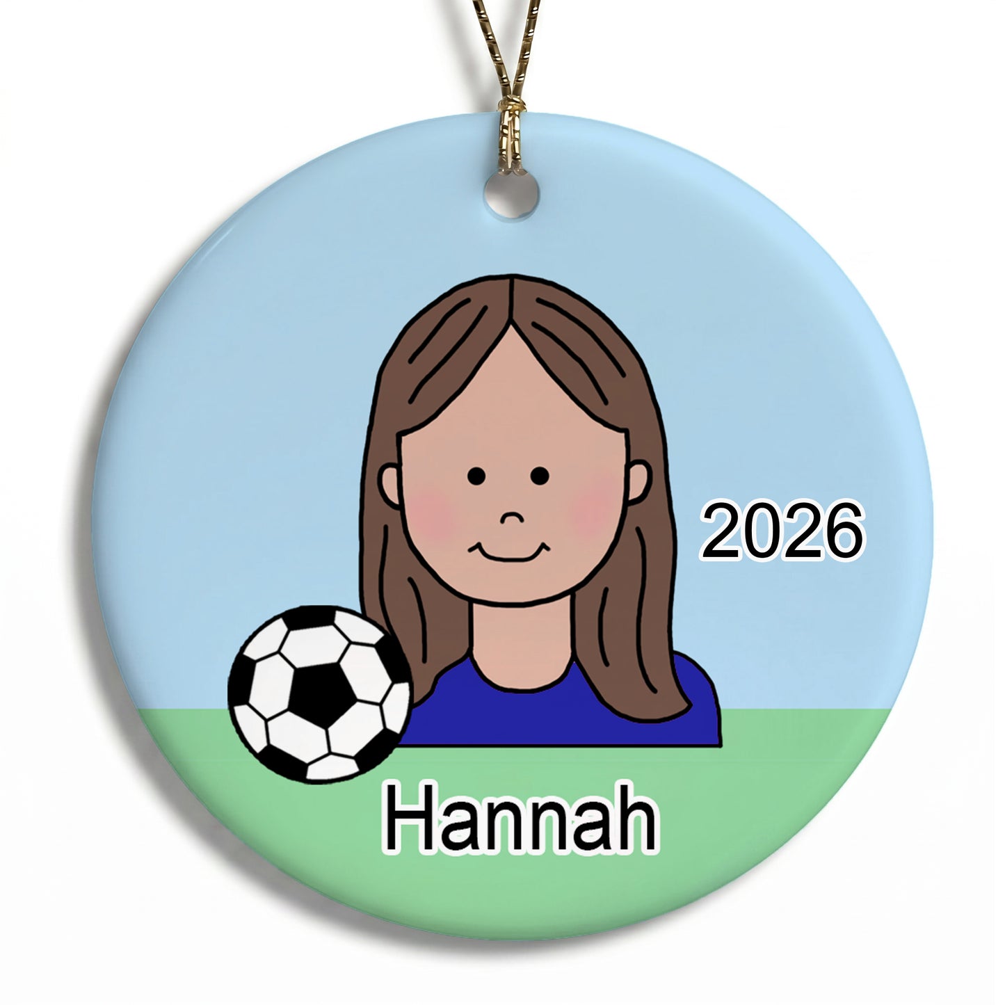 Soccer Kid Personalized Christmas Ornament - Girl