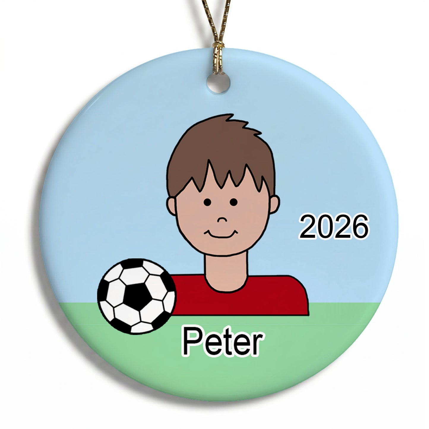 Soccer Kid Personalized Christmas Ornament - Boy