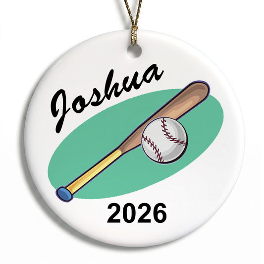 Baseball Bat Personalized Christmas Ornament