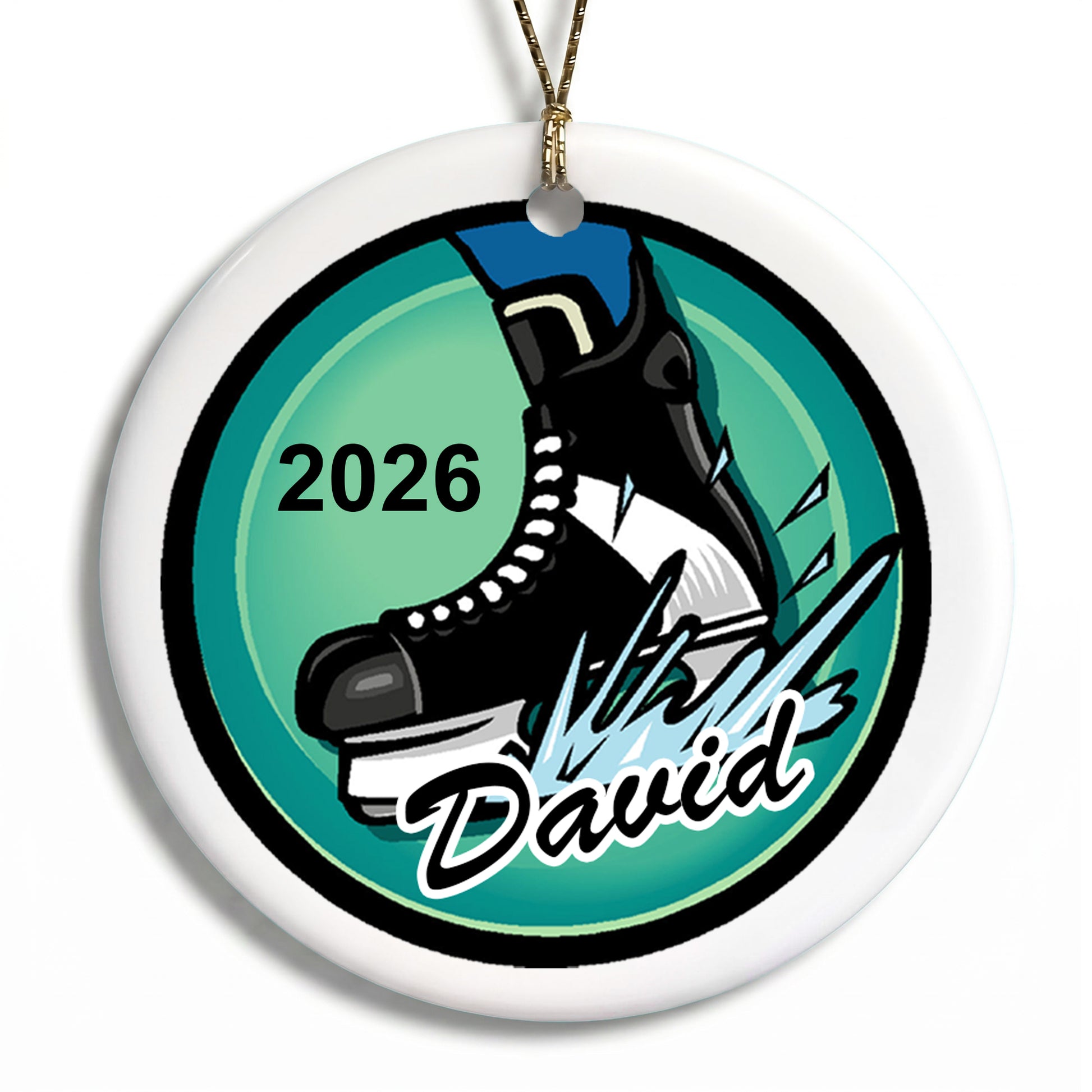 Hockey Skate Personalized Christmas Ornament
