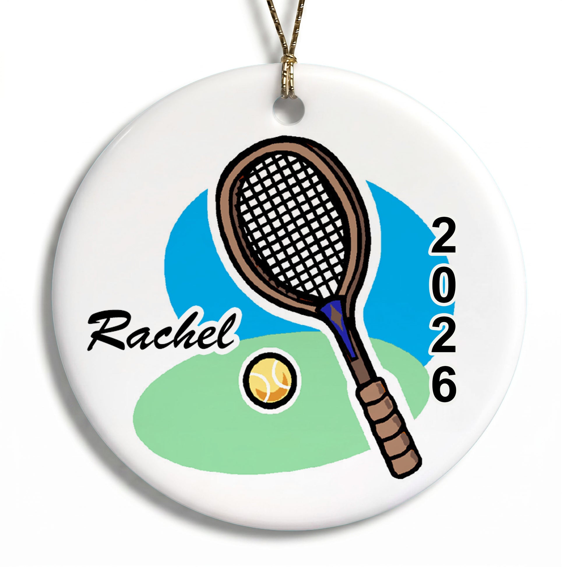 Tennis Racket Personalized Christmas Ornament