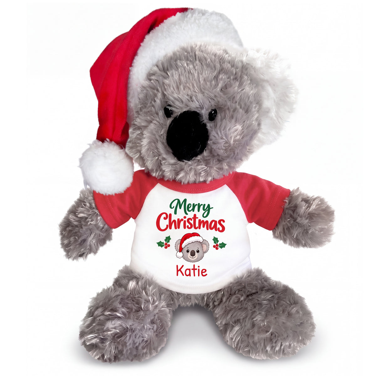 Personalized Christmas Stuffed Koala - 12 Inch Plush Tubbie Wubbies Koala with optional Santa Hat
