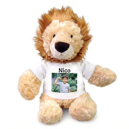 Personalized Stuffed Lion - 12 inch Tubbie Wubbie Lion with Photo and/or Text - White Shirt