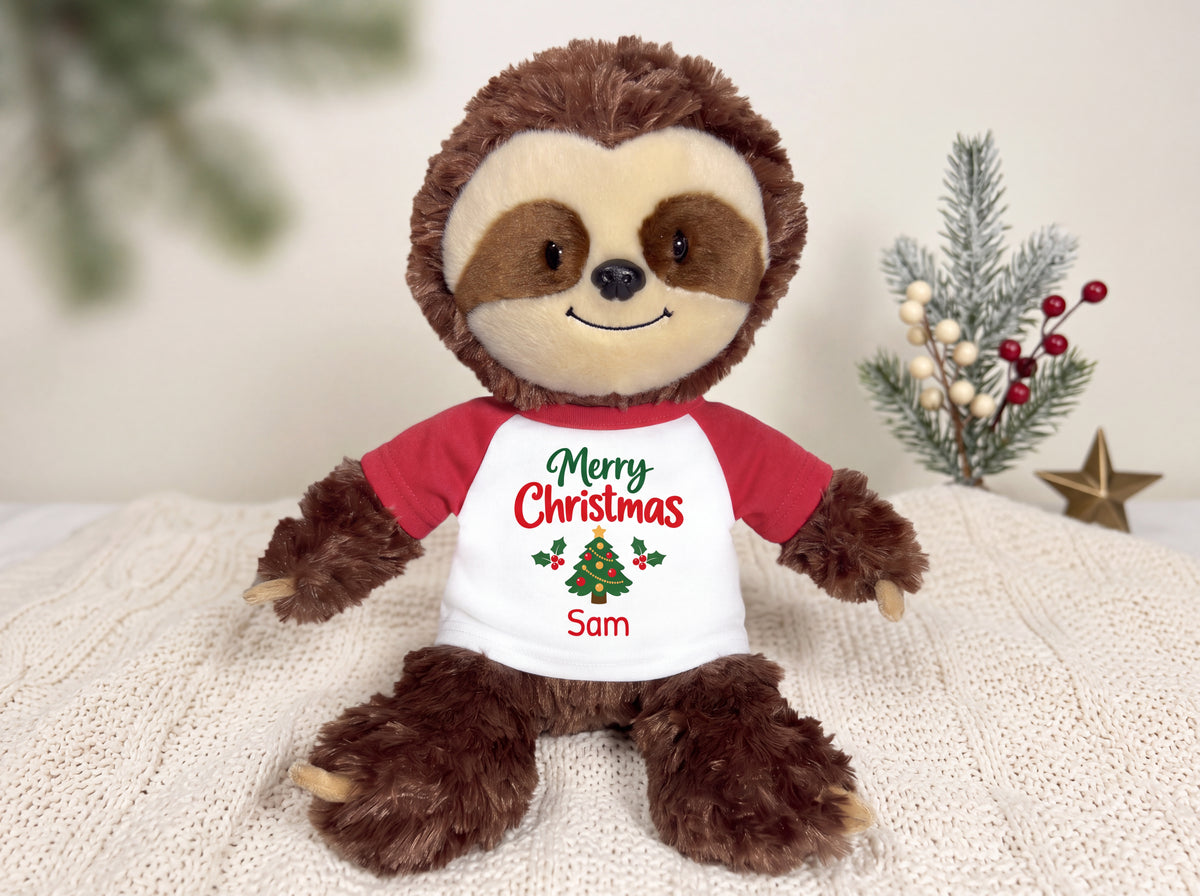 Personalized Christmas Stuffed Sloth - 12 Inch Plush Tubbie Wubbies Sloth