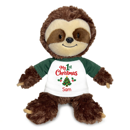 Personalized Christmas Stuffed Sloth - 12 Inch Plush Tubbie Wubbies Sloth
