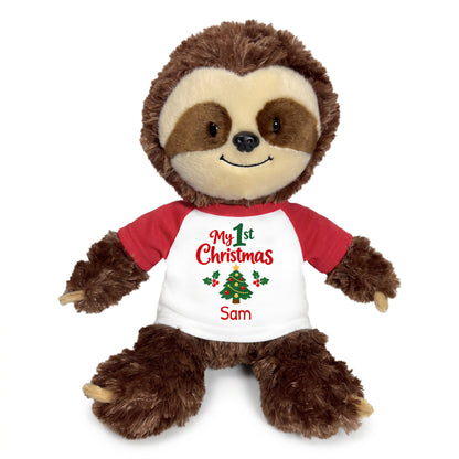 Personalized Christmas Stuffed Sloth - 12 Inch Plush Tubbie Wubbies Sloth