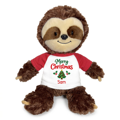 Personalized Christmas Stuffed Sloth - 12 Inch Plush Tubbie Wubbies Sloth