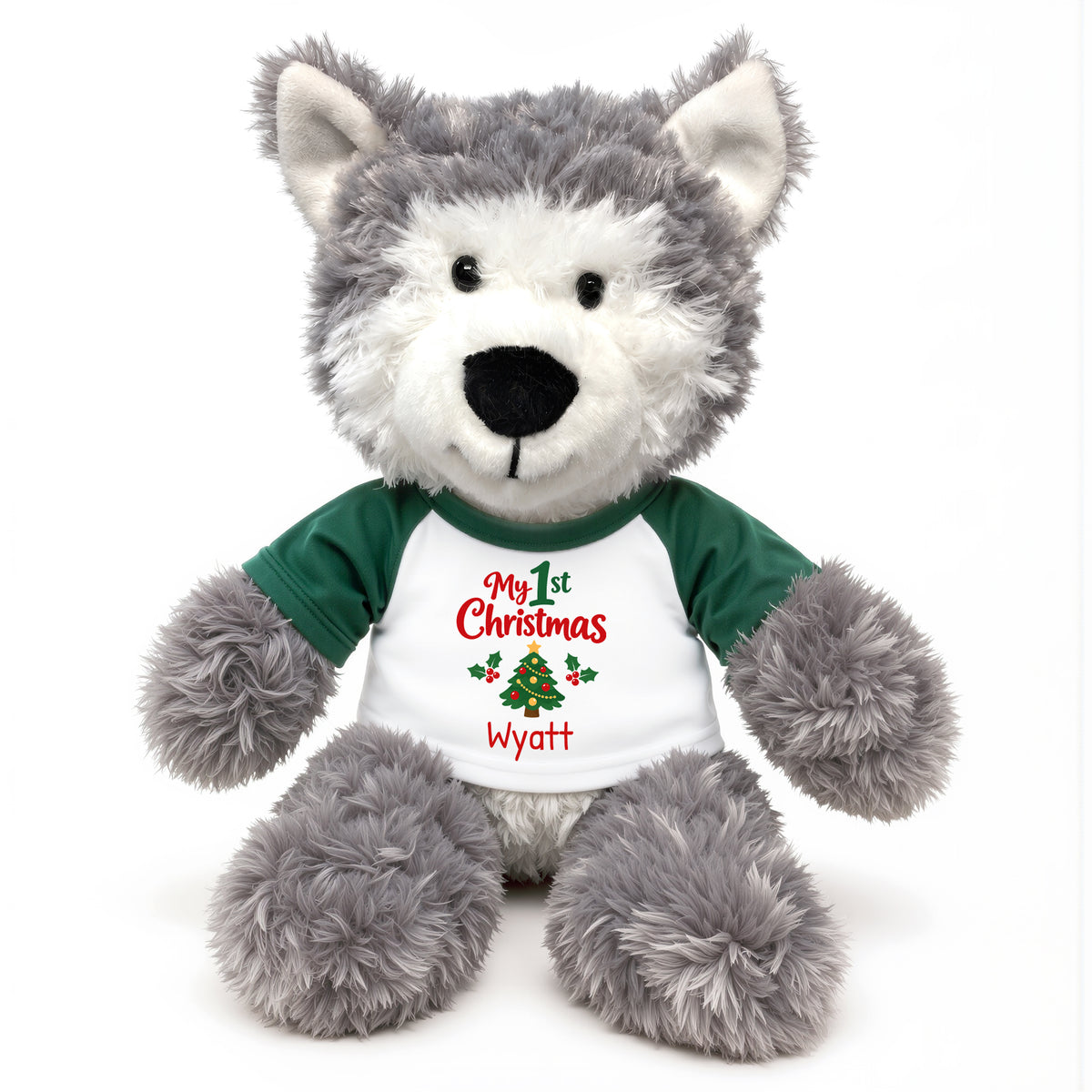 Personalized Christmas Stuffed Wolf / Husky Dog - 12 Inch Plush Tubbie Wubbies Wolf / Husky Dog