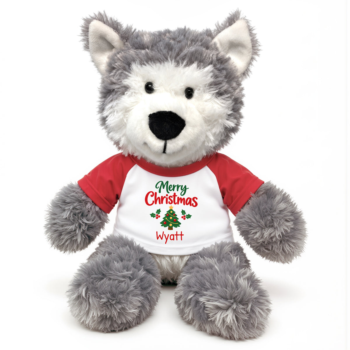 Personalized Christmas Stuffed Wolf / Husky Dog - 12 Inch Plush Tubbie Wubbies Wolf / Husky Dog