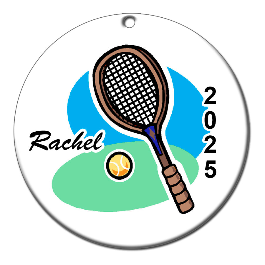 Tennis Racket Personalized Christmas Ornament