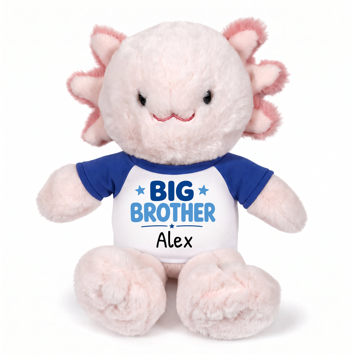 Personalized Big Brother Stuffed Axolotyl - 12 Inch Plush Axolytl - Royal Blue