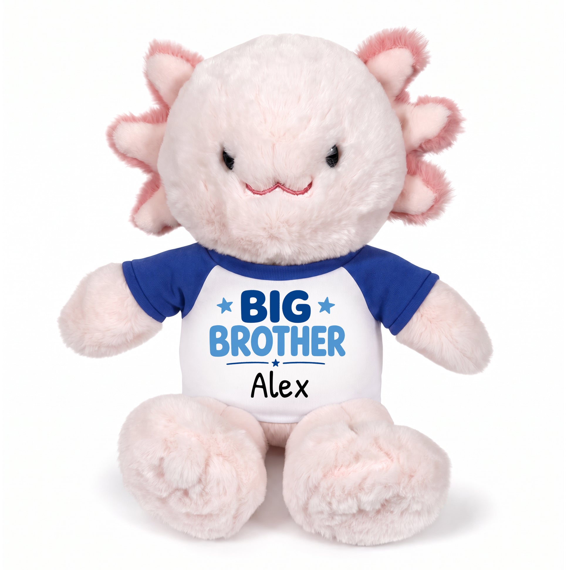 Personalized Big Brother Stuffed Axolotyl - 12 Inch Plush Axolytl - Royal Blue