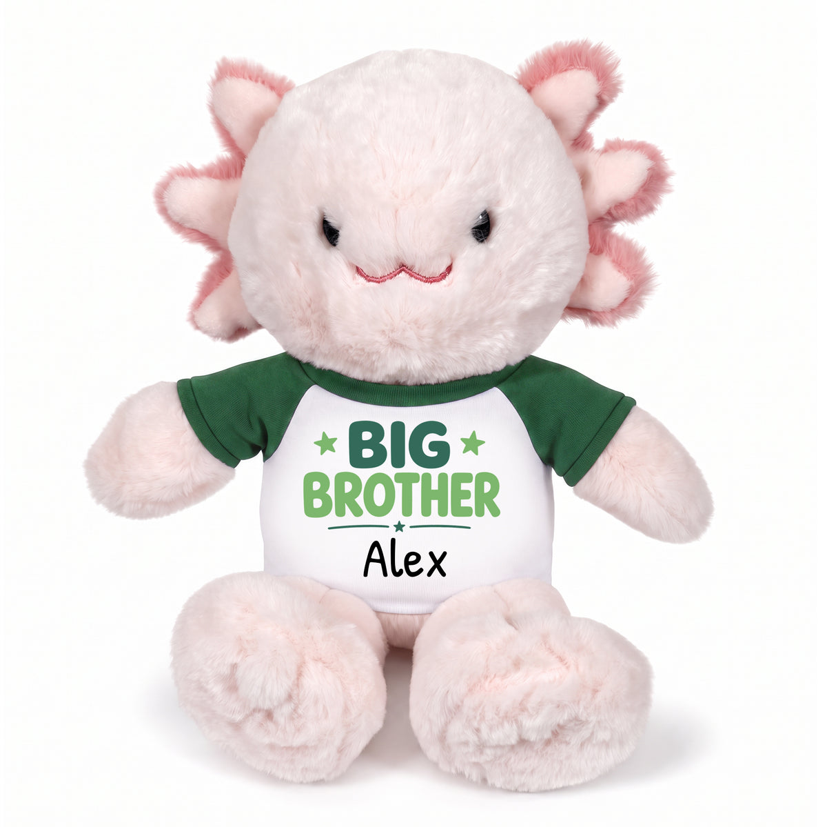 Personalized Big Brother Stuffed Axolotyl - 12 Inch Plush Axolytl - Green