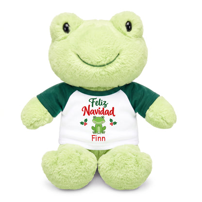Personalized Christmas Stuffed Frog - 12 Inch Plush Tumbletoes Frog