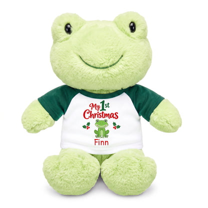 Personalized Christmas Stuffed Frog - 12 Inch Plush Tumbletoes Frog