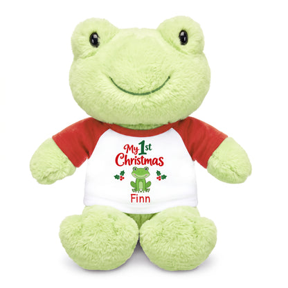 Personalized Christmas Stuffed Frog - 12 Inch Plush Tumbletoes Frog