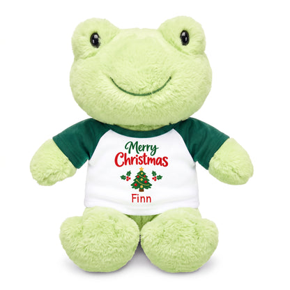 Personalized Christmas Stuffed Frog - 12 Inch Plush Tumbletoes Frog