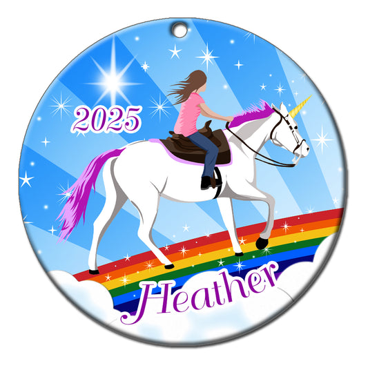Unicorn Dreams Personalized Christmas Ornament