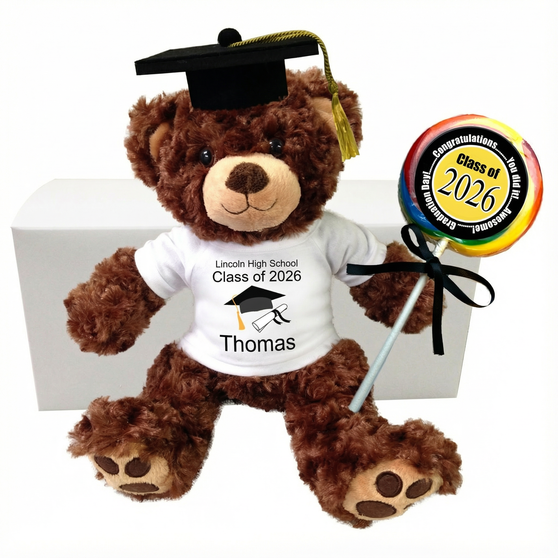 Graduation Teddy Bear Personalized Gift Set - 13" Brown Vera Bear, Class of 2026 