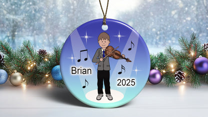 Violin Recital Boy Personalized Christmas Ornament