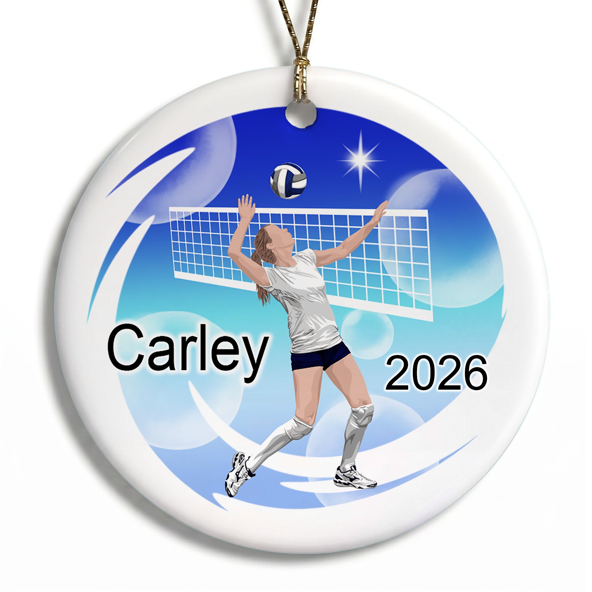 Volleyball Dreams Christmas Ornament - Brown Hair