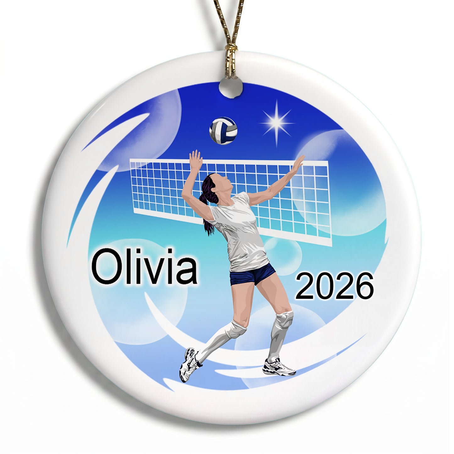 Volleyball Dreams Christmas Ornament - Black Hair