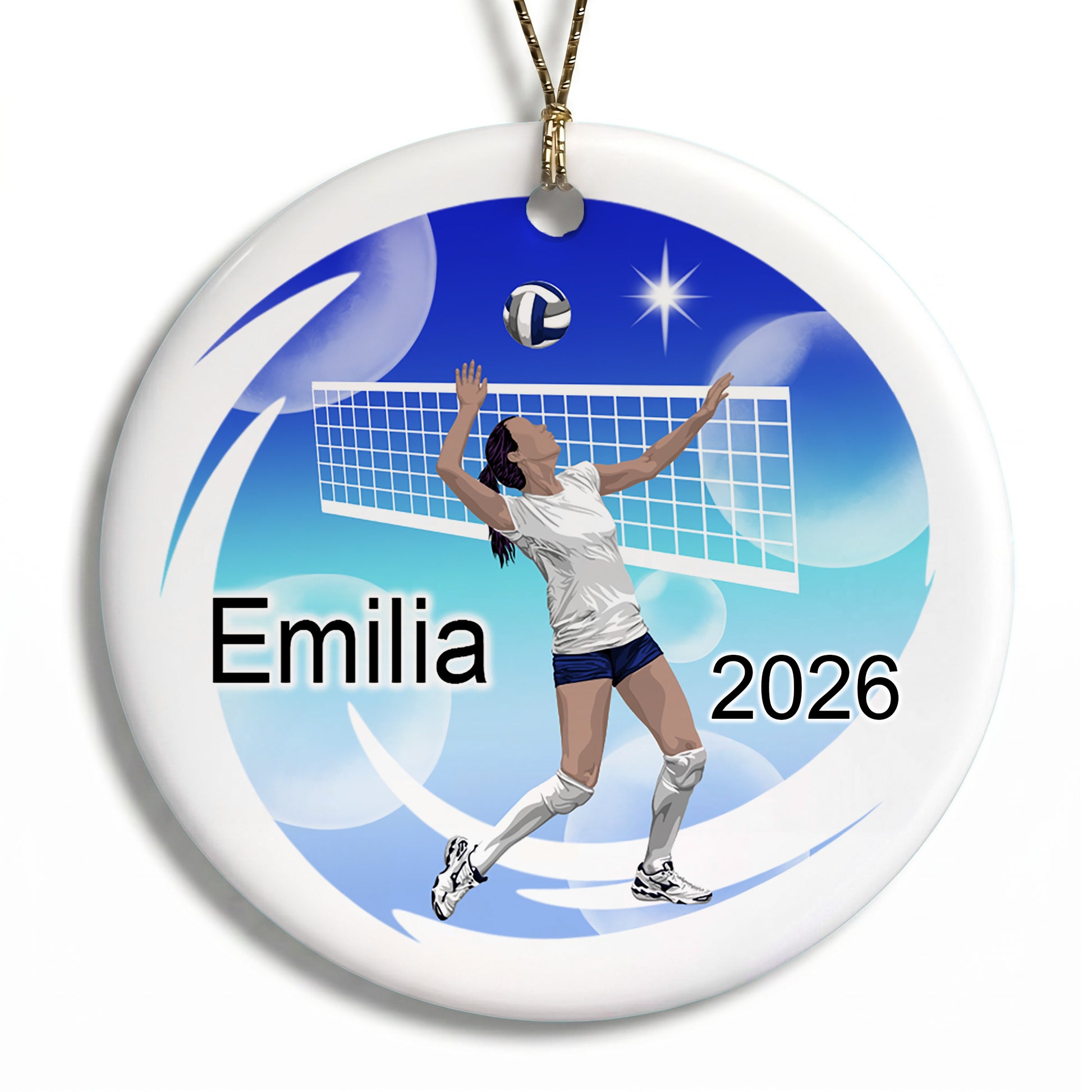 Volleyball Dreams Christmas Ornament - Medium Skin with Black Hair