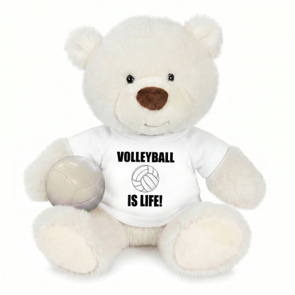 Personalized Volleyball Teddy Bear - 10 Inch White Nuzzles Bear - White Shirt