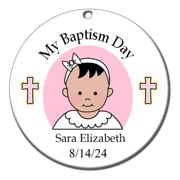 Baptism or Christening Personalized Christmas Ornament - Baby Girl