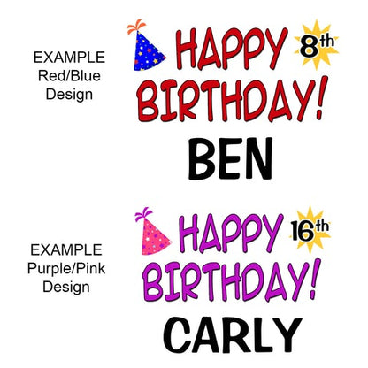 Birthday Design Color Options for Personalized Teddy Bears and Stuffed Animals