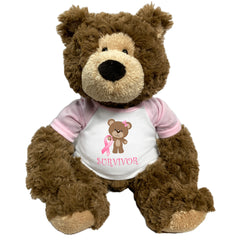 Breast Cancer Support Teddy Bear - Personalized 14" Bear Hugs - Survivor Design