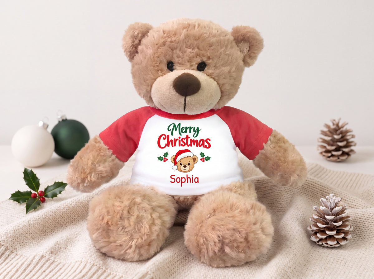 Personalized Christmas Teddy Bear - 13 Inch Bonny Bear Custom Gift
