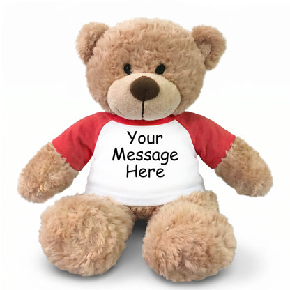 Personalized Teddy Bear - 13" Bonny Bear - Red Sleeves