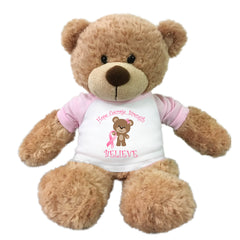 Breast Cancer Support Teddy Bear - Personalized 13" Bonny Bear - Believe design