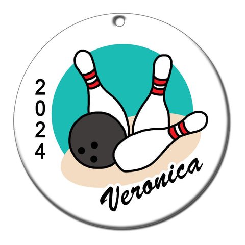 Bowling Personalized Christmas Ornament